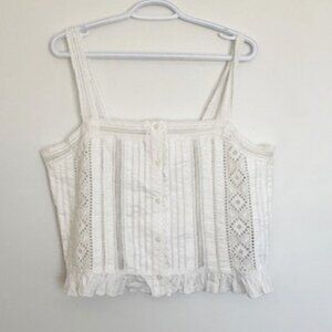 AllSaints White Lace Eyelet Button Front Cami | Size 10
